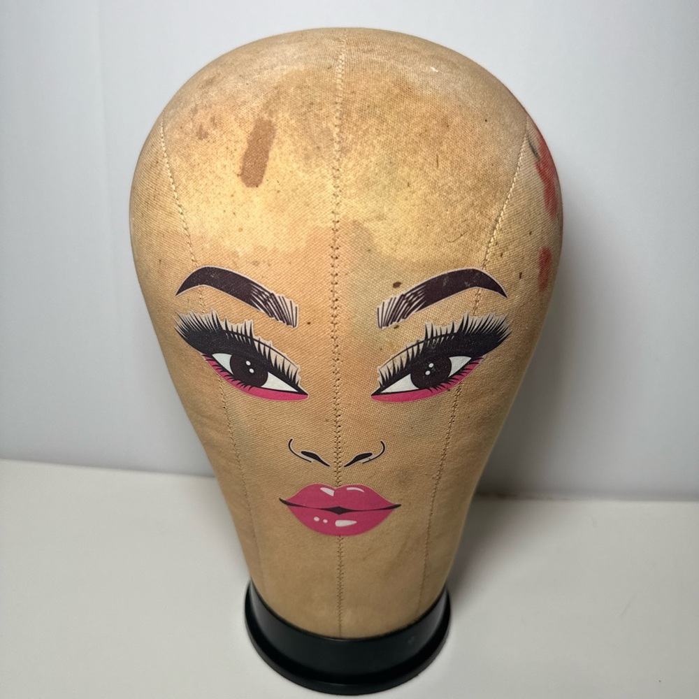 Canvas Mannequin Head Wig Display Makeup Practice Stand Used